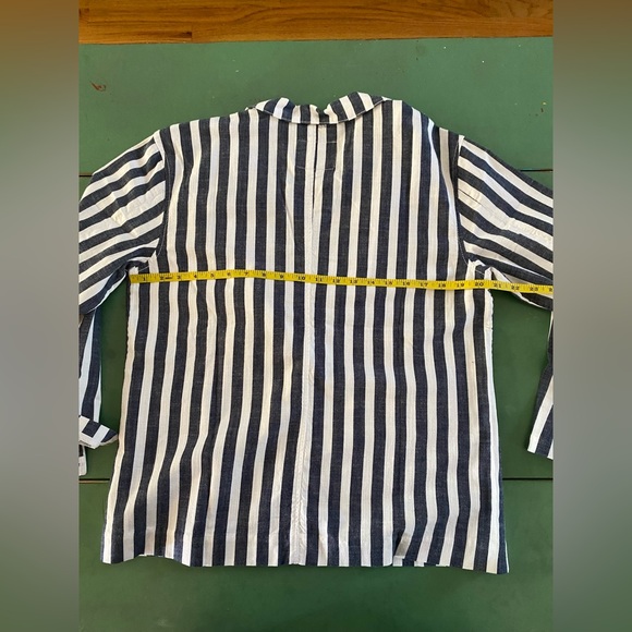 Sanctuary Striped Cotton Blazer Jacket Women’s Size Medium Pockets Blue White - Picture 4 of 7
